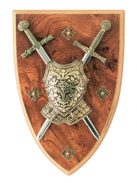 Панно: мини-меч Эскалибр, мини-меч Карла Великого, кираса