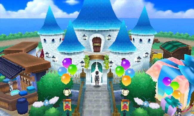 Чтобы играть онлайн, вы также должны войти в меню под названием Pokemon Plaza, в котором игрок может принять участие в идиотских мини-играх и заработать различные бонусы, посещая палатки вокруг замка, которые он может расширить